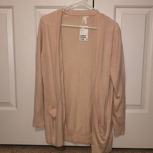H&M long pink cardigan